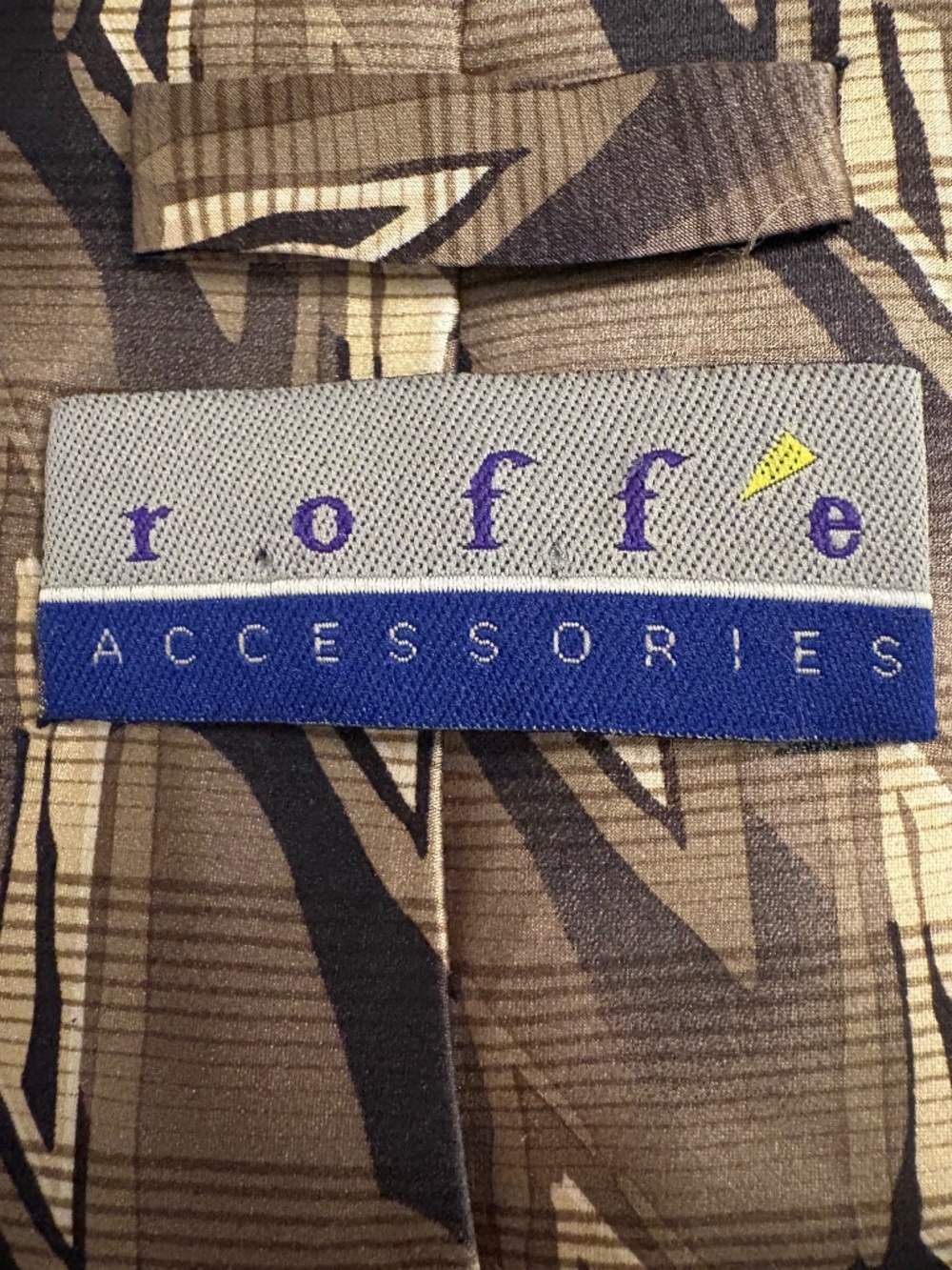 Vintage Roffe Accessories Men's Silk Tie - Geometric Abstract Retro
